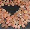 White Flash Natural Peach Moonstone Faceted Pear Drops Beads Strand Length is 5 inches & Sizes from 10mm to 11mm approx. SFQ/C/S 